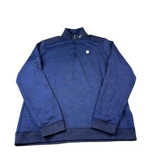 KJUS Blue Black Heathered Liam Techwool Half Zip Men's Pullover Size 2XL XXL